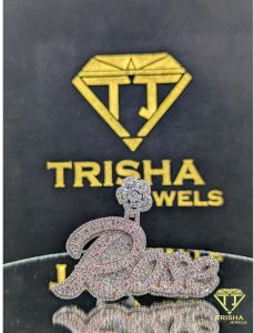 Iced Out VVS Moissanite Diamonds 925 Sterling Silver Rose Name Pendant