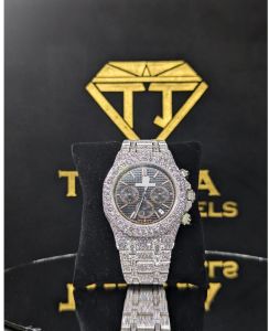 Premium Black Octagon Moissanite Iced Out Chrono Dial Men Custom Watch
