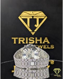 Premium Black Octagon Moissanite Iced Out Chrono Dial Men Custom Watch