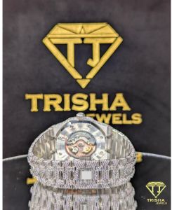 Premium Silver Octagon Green Dial Moissanite Iced Out Men Watch
