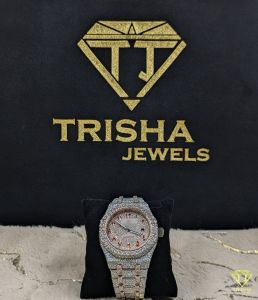 Premium Fully Iced Out Octagon Style Red Arabic Numeral VVS Moissanite Diamond Watch