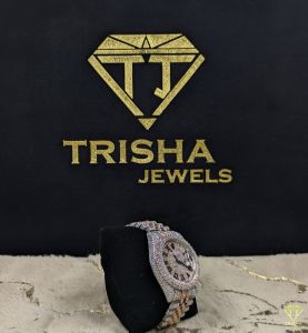 Fully Iced Out Two Tone Rose Gold Roman Dial VVS Moissanite Diamond Watch