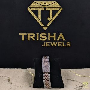 Fully Iced Out Two Tone Rose Gold Roman Dial VVS Moissanite Diamond Watch