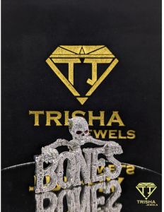 925 Sterling Silver Skull Bones Moissanite Diamond Iced Out Hip Hop Statement Necklace Pendant