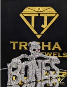 925 Sterling Silver Skull Bones Moissanite Diamond Iced Out Hip Hop Statement Necklace Pendant