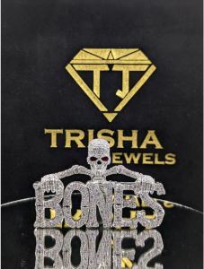 925 Sterling Silver Skull Bones Moissanite Diamond Iced Out Hip Hop Statement Necklace Pendant