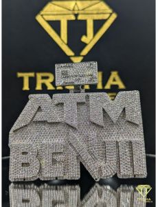 925 Sterling Silver ATM Benji Fully Iced VVS Moissanite Diamond Hip Hop Statement Jewelry Pendant