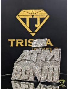925 Sterling Silver ATM Benji Fully Iced VVS Moissanite Diamond Hip Hop Statement Jewelry Pendant