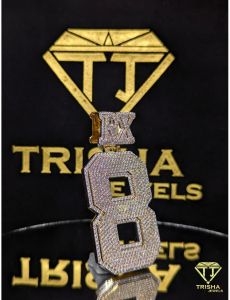 Custom Rx 8 Number VVS Moissanite Fully Iced Out 925 Sterling Silver Hip Hop Pendant
