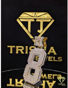 Custom Rx 8 Number VVS Moissanite Fully Iced Out 925 Sterling Silver Hip Hop Pendant