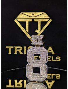 Custom Rx 8 Number VVS Moissanite Fully Iced Out 925 Sterling Silver Hip Hop Pendant
