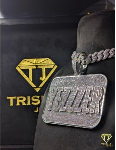925 Sterling Silver Yezzzer Custom Nameplate Moissanite Diamonds Hip Hop Iced Out Pendant