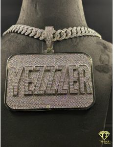 925 Sterling Silver Yezzzer Custom Nameplate Moissanite Diamonds Hip Hop Iced Out Pendant