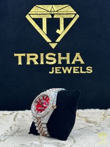 Red Dial VVS Moissanite Diamond Luxury Watch