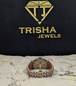 Luxury Rose Gold Skeleton Dial Fully Iced Out VVS Moissanite Diamond Hip Hop Watch