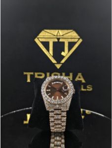Luxury Rose Gold Fully Iced Out Diamond Wrist Watch