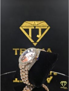 Luxury Rose Gold Fully Iced Out Diamond Wrist Watch