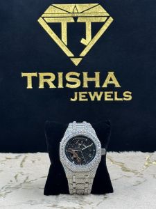 Luxury Skeleton Dial Moissanite Diamond Wrist Watch