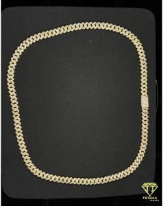 Solid 925 Sterling Silver VVS Moissanite Diamond Cuban Chain
