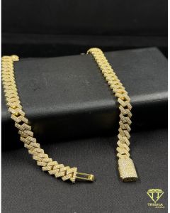 Solid 925 Sterling Silver VVS Moissanite Diamond Cuban Chain