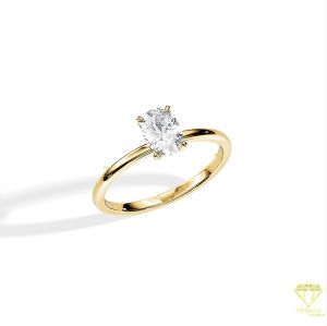 925 Sterling Silver Moissanite Diamond Sparkling Gold Plated Solitaire Ring