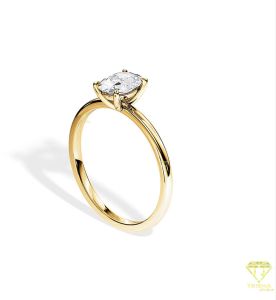 925 Sterling Silver Moissanite Diamond Sparkling Gold Plated Solitaire Ring