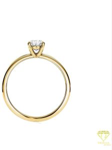 925 Sterling Silver Moissanite Diamond Sparkling Gold Plated Solitaire Ring