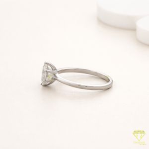 925 Sterling Silver VVS Moissanite Diamond Fine Minimalist Bridal Oval Ring