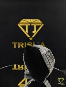 Luxury Square Face Skeleton Dial Fully Iced Out Silver VVS Moissanite Diamond Hip Hop Watch