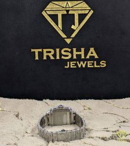Square Roman Dial Fully Iced Out Moissanite Wrist Watch
