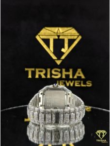 Fully Iced Out Silver VVS Moissanite Diamond Luxury Hip Hop Watch