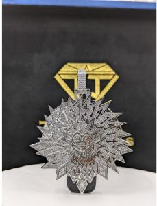 Iced Out Sunburst VVS Moissanite Diamonds 925 Sterling Silver Hip Hop Pendant