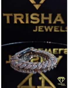 925 Sterling Silver VVS Moissanite Diamond Iced Out Rose Gold Plated Cuban Link Bracelet