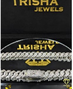 VVS Moissanite Iced Out Thorn 925 Sterling Silver Men Cuban Chain