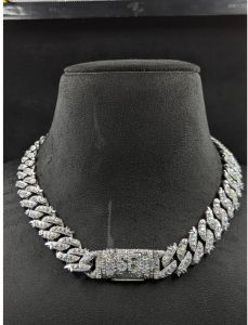 VVS Moissanite Iced Out Thorn 925 Sterling Silver Men Cuban Chain
