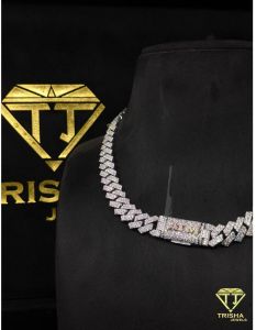 925 Sterling Silver Zig Zag Cuban VVS Moissanite Diamond Iced Out Hip Hop Chain