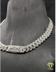 925 Sterling Silver Zig Zag Cuban VVS Moissanite Diamond Iced Out Hip Hop Chain