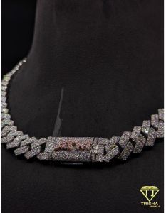 925 Sterling Silver Zig Zag Cuban VVS Moissanite Diamond Iced Out Hip Hop Chain