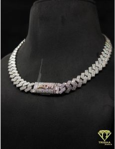 925 Sterling Silver Zig Zag Cuban VVS Moissanite Diamond Iced Out Hip Hop Chain
