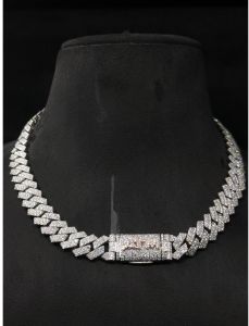 925 Sterling Silver Zig Zag Cuban VVS Moissanite Diamond Iced Out Hip Hop Chain