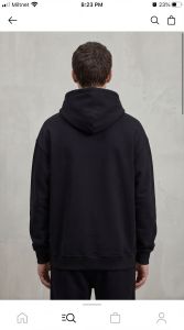 Mens Black Cotton Fleece Hoodie