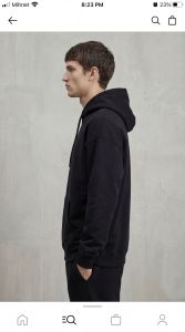 Mens Black Cotton Fleece Hoodie