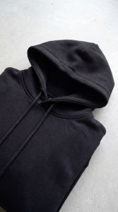 Mens Black Cotton Fleece Hoodie