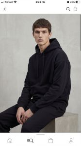Mens Black Cotton Fleece Hoodie