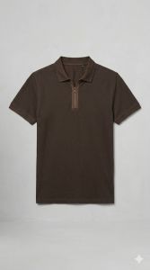 Mens Brown Cotton Polo T Shirt