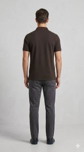 Mens Brown Cotton Polo T Shirt
