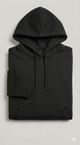 Mens Classic Black Cotton Lycra Hoodie