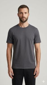 Mens Classic Charcoal Cotton Crew Neck T Shirt