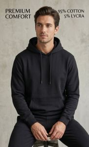 Mens Cotton Lycra Pullover Hoodie