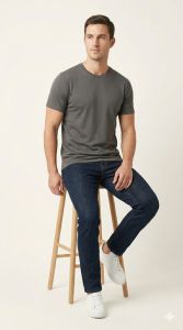 Mens Essential Slate Grey Cotton T Shirt